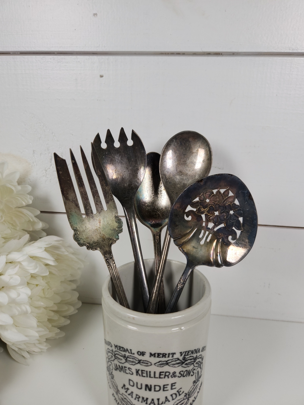 Vintage Silver Plated Serving Utensils Assorted Lot of 5 | Patina | Shabby Chic